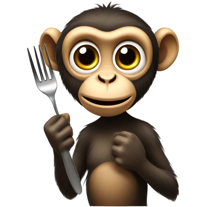 monkey holding fork emoji
