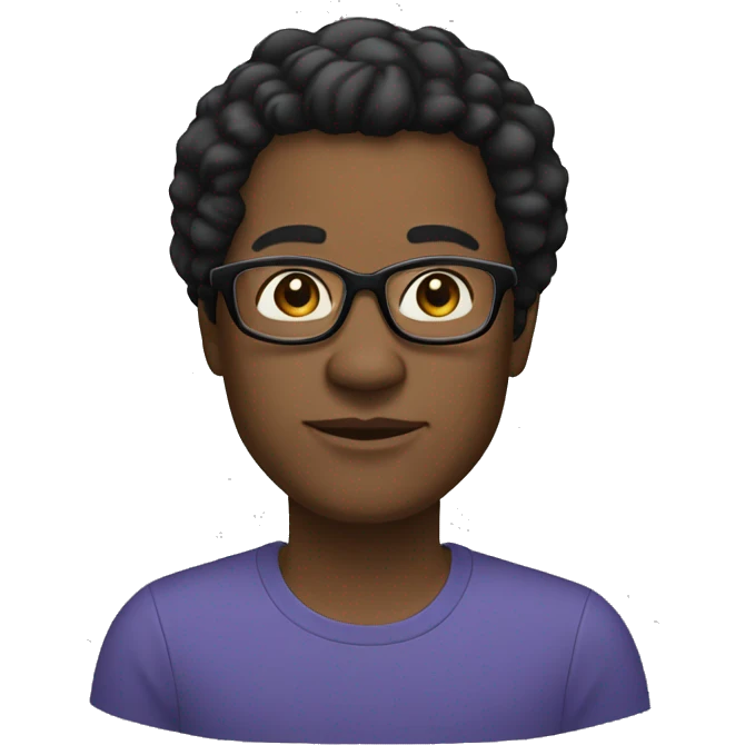 45-year-old dark-skinned person, black hair combed to the side, light brown skin, oval face, wears glasses emoji
