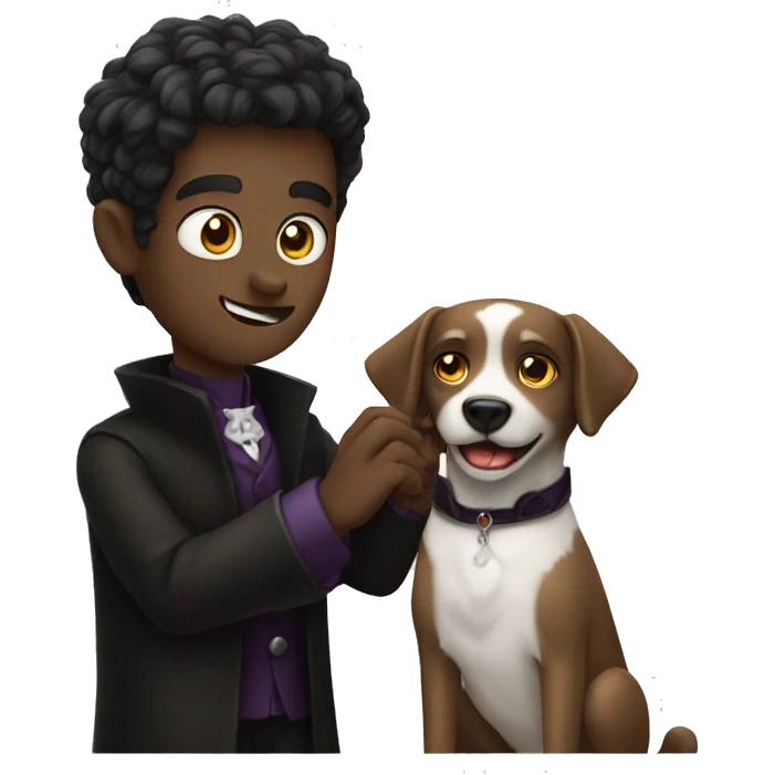 A vampire petting a dog emoji