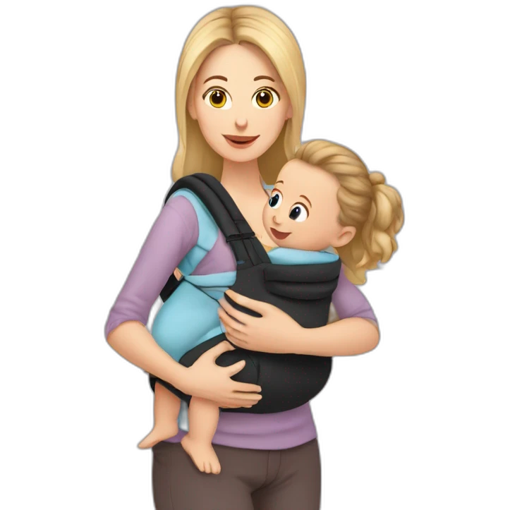 European Babywearing mom with baby ergo carrier emoji