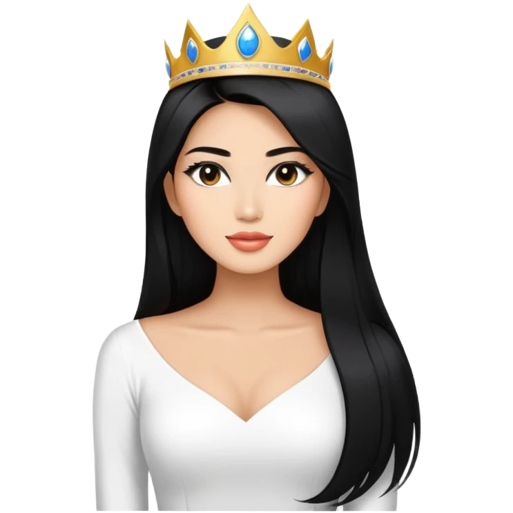 Miss Universe Southeast Asian woman with very long straight black hair wearing a beautiful white top emoji