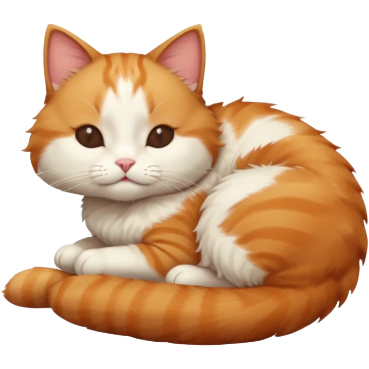 ginger and white small cat eyes closed lying down in funny position emoji