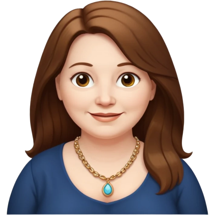 50 yr old white woman pale long brown hair small smile chubby emoji
