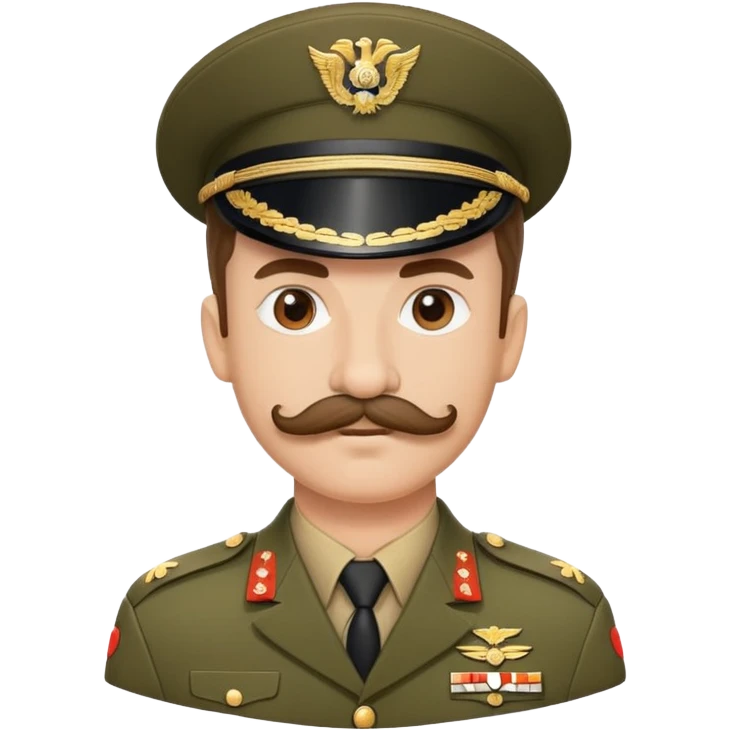 Soldier with curly mustache in military uniform emoji