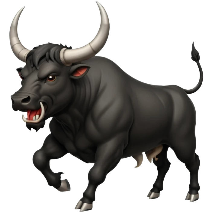 angry running black bull side view emoji