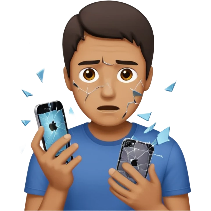 create the man with broke iphone in the hand emoji