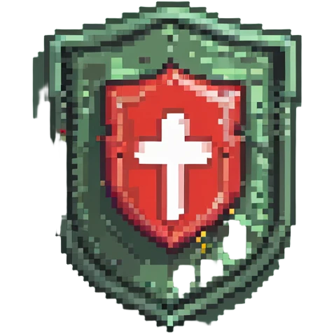 Red shield with </> code symbols, coding badge emoji