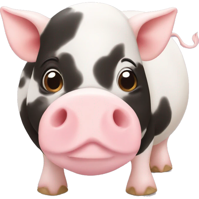 Cute piggie with a cute cow emoji