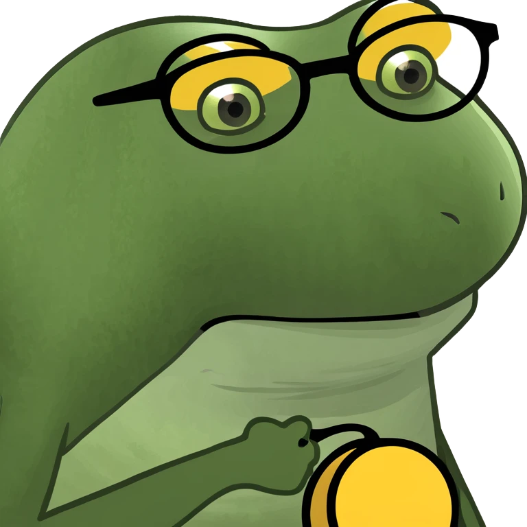 Frog wearing bee glasses emoji