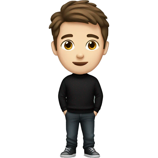 Brown hair boy in black sweater emoji