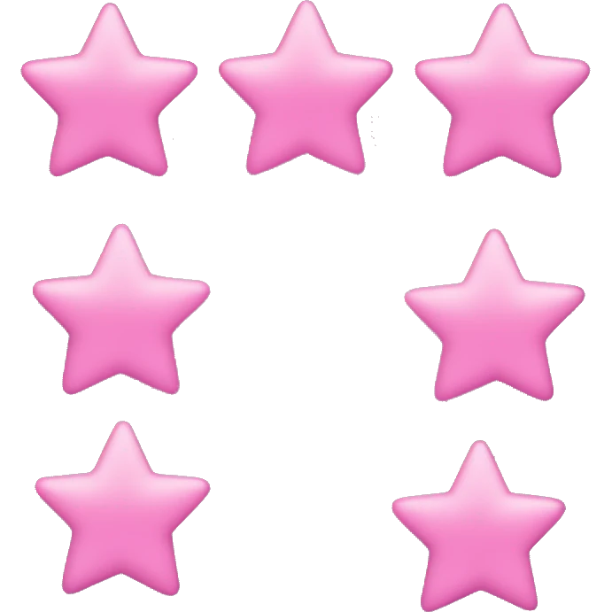 Three small pink , five-pointed stars grouped together. The stars have a slightly elongated shape, giving them a twinkling effect. They vary in size, with the largest star in the center and two smaller stars on either side.  emoji