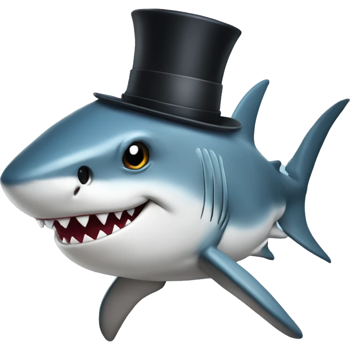 Shark with a top hat emoji