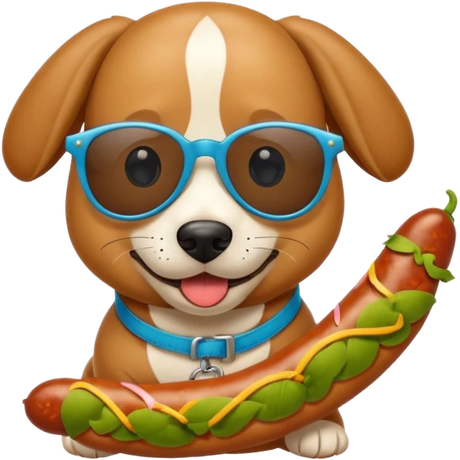 un perro salchica con gafas de sol emoji