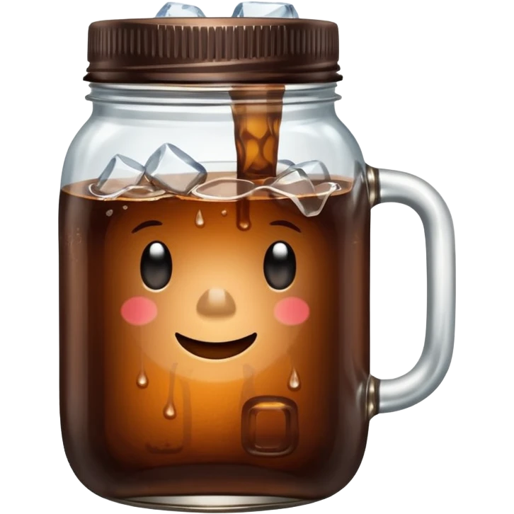 cold brew coffee in a mason jar with ice cubes emoji