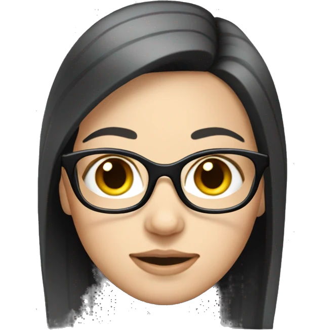 White girl with straight black hair, wearing eyeglasses  emoji