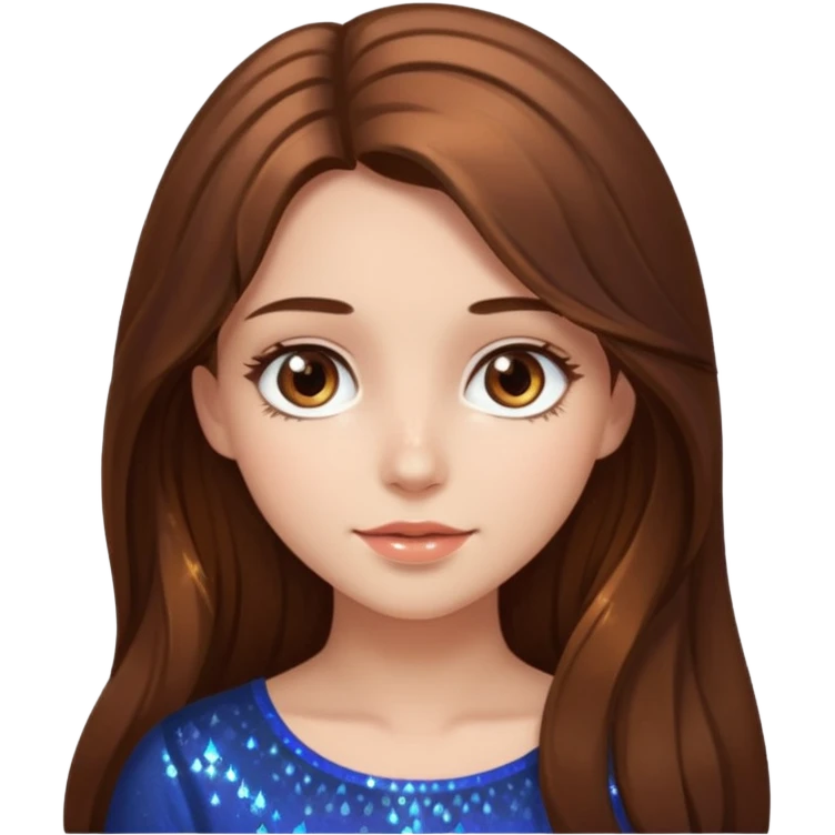 beautiful girl with long and brown hair and brown eyes with sparkles by herside emoji