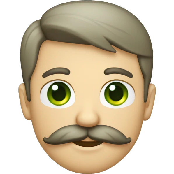 moreno con pelo piel clara bigote con ojos verdes emoji