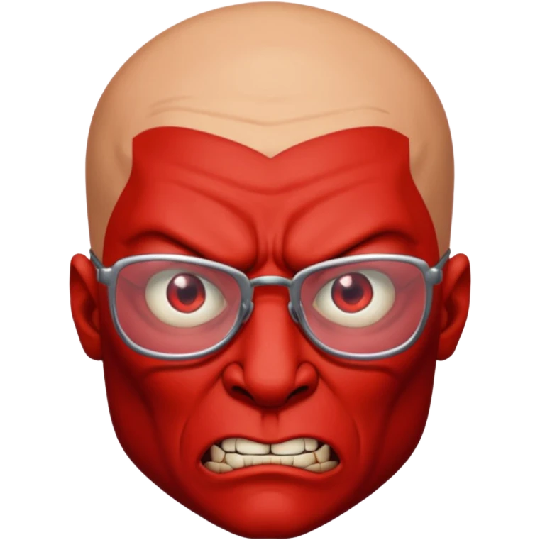 Devil man with rectangular glasses angry bald emoji