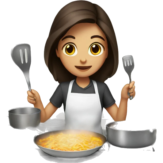 cute brunette cooking dinner emoji