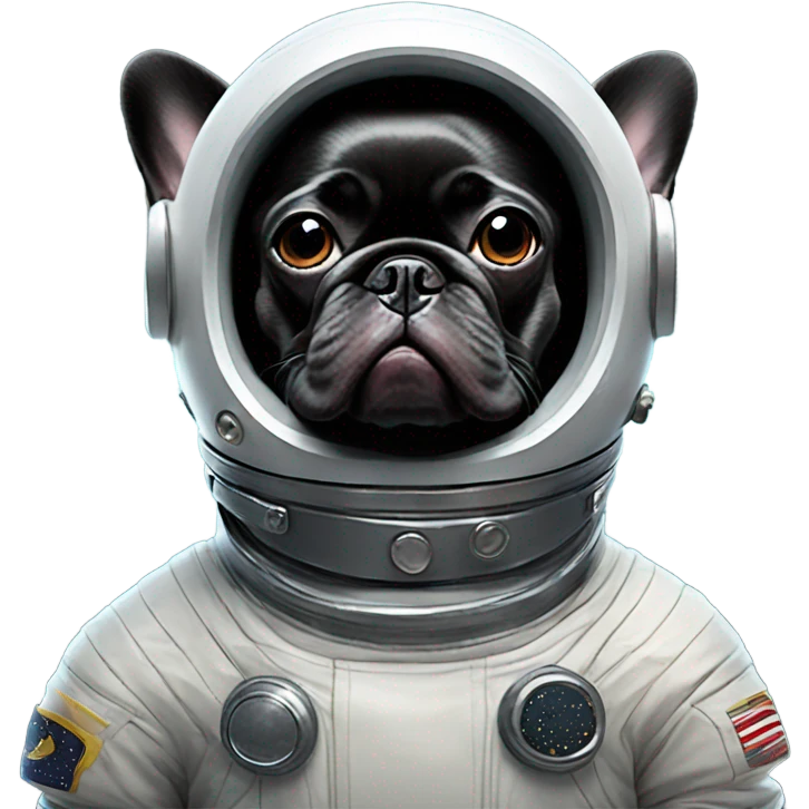 Black French bulldog astronaut emoji