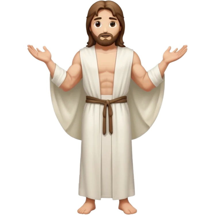 fullbody jesus christ jacked, sleeveless white robe and arms crossed emoji