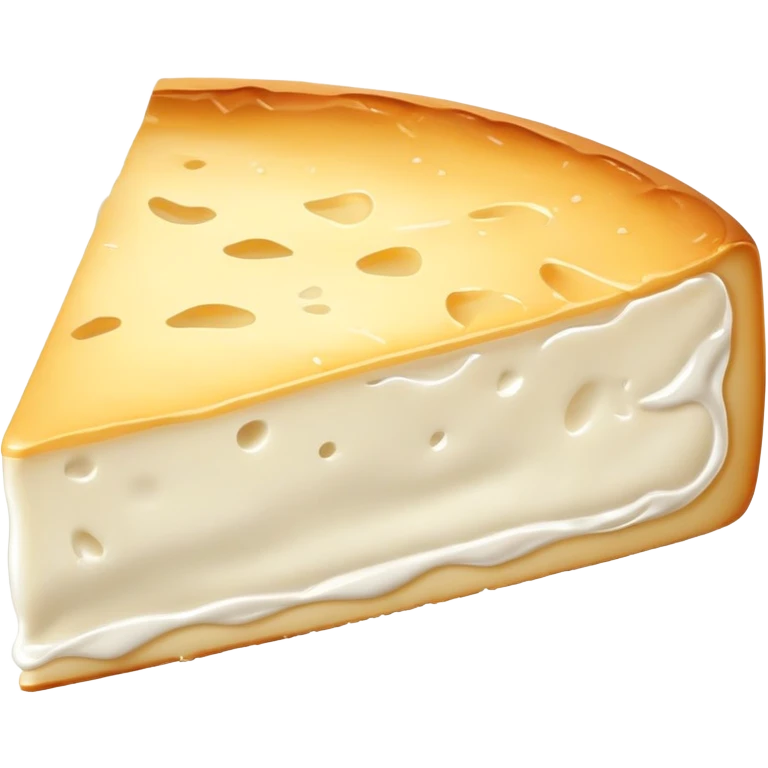 cinematic-realistic-brie-cheese-emoji,-featuring-a-creamy gooey center,-soft-ripened-cheese-with-a-delicate white rind-rendered-with-lifelike-detail-and-inviting,-natural-lightingwith a slice showing the gooey center emoji