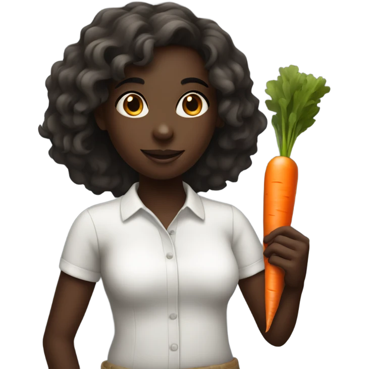 Dark skin girl holding a carrot emoji