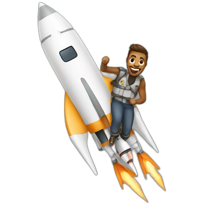 Crazy freelancer on rocket emoji