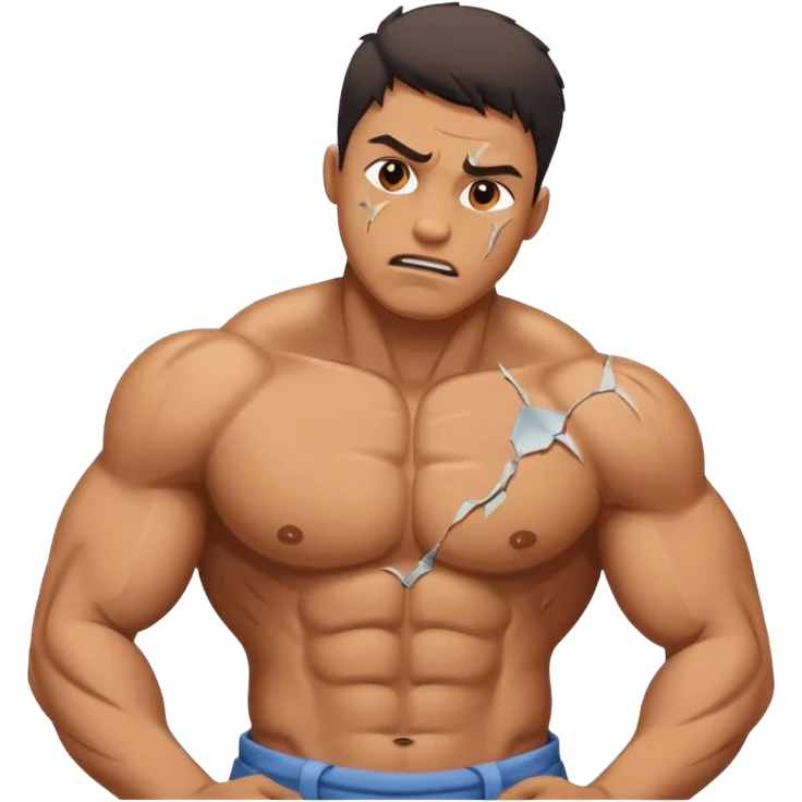 Strong man with in pain emotions and broken body  emoji