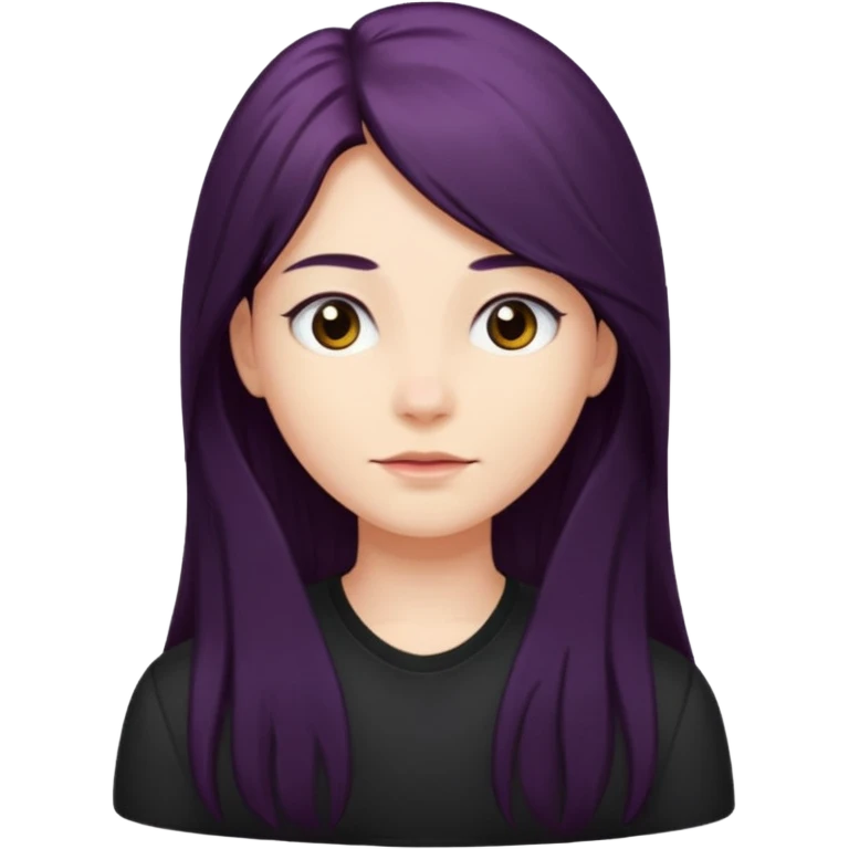 A avatar whit black shirt and berry long hair emoji
