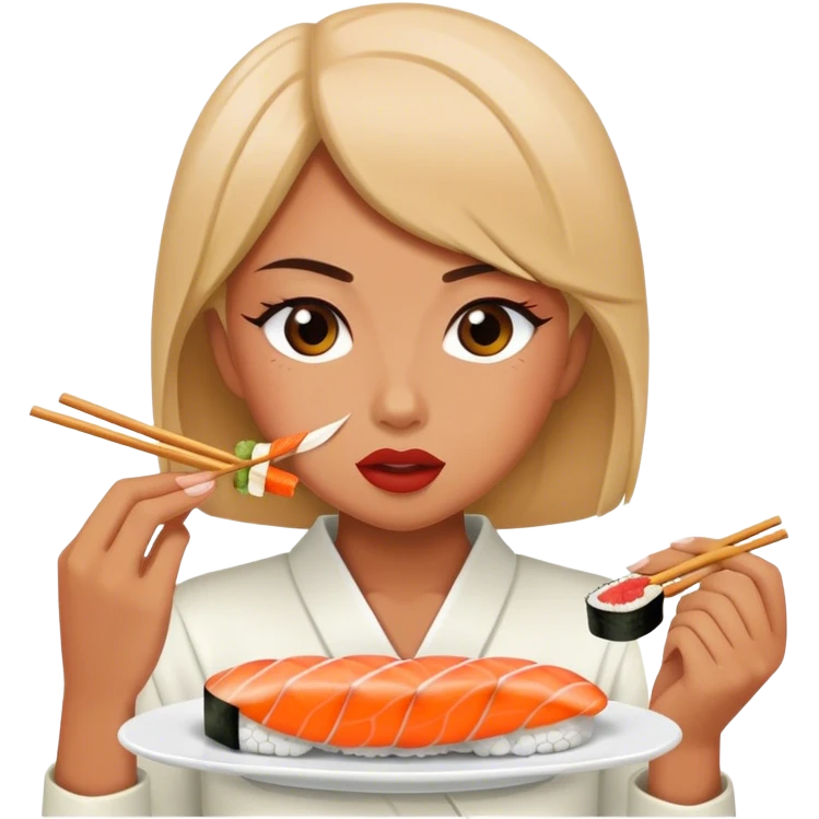 Girl eating sushi emoji