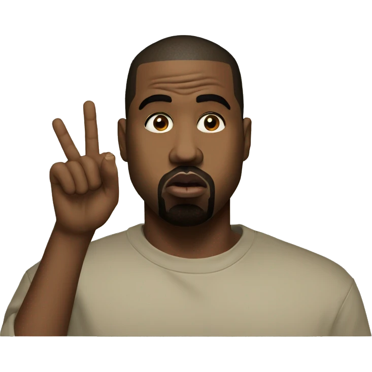 Kanye west with one finger on his mouth shushing  emoji