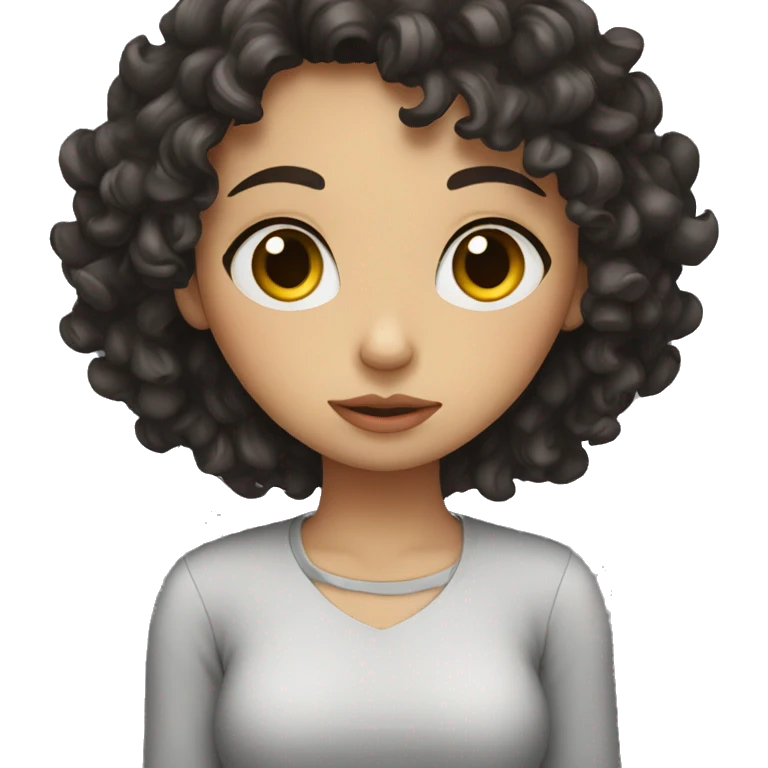 a tired girl with curly dark hair emoji