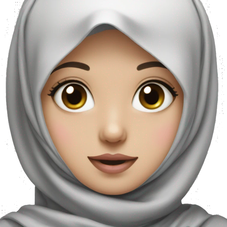 cute girl wearing black hijab with white colored skin and pink cheeks emoji