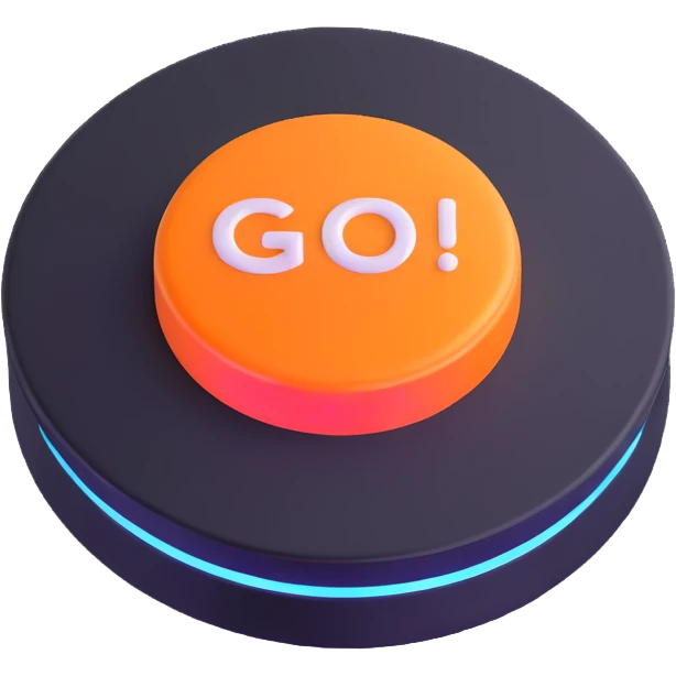 3D GO button with glowing effect emoji