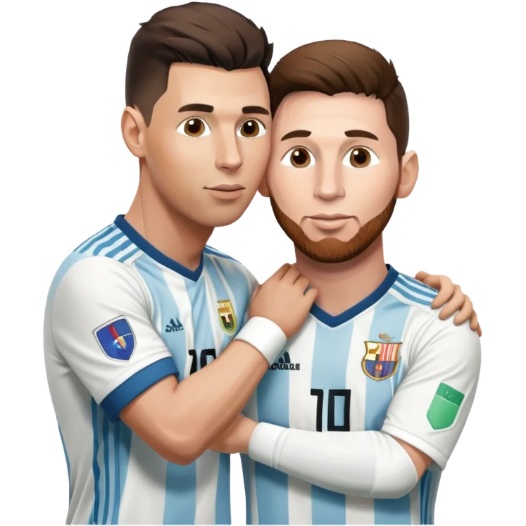 Ronaldo and Messi soccer players kissing emoji