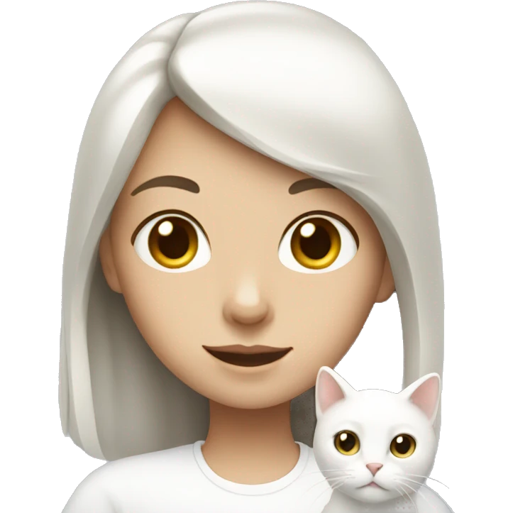 girl with a white cat  emoji