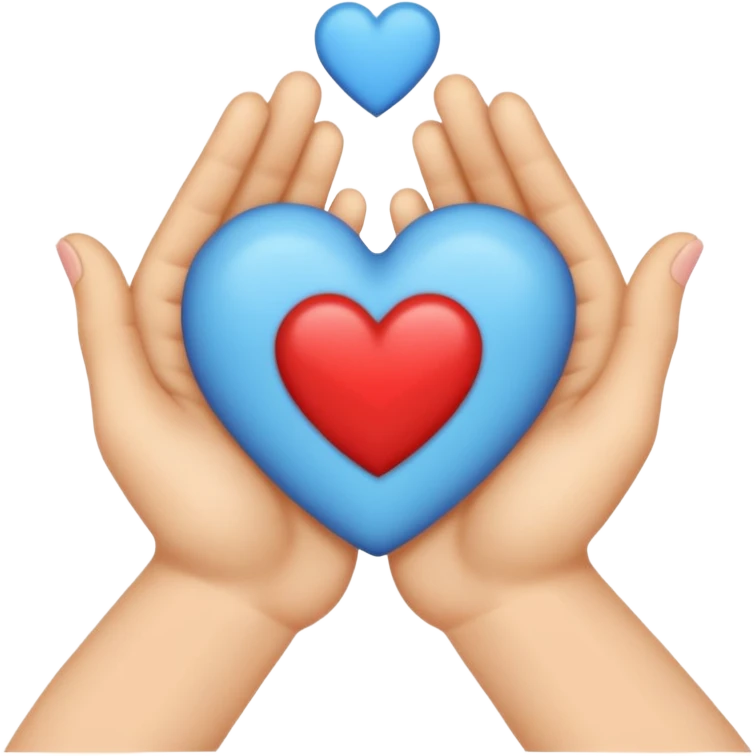 Una mano con un corazón azul emoji