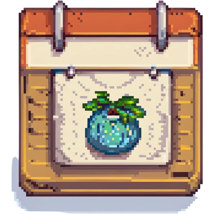 A calendar icon in pixel art style emoji