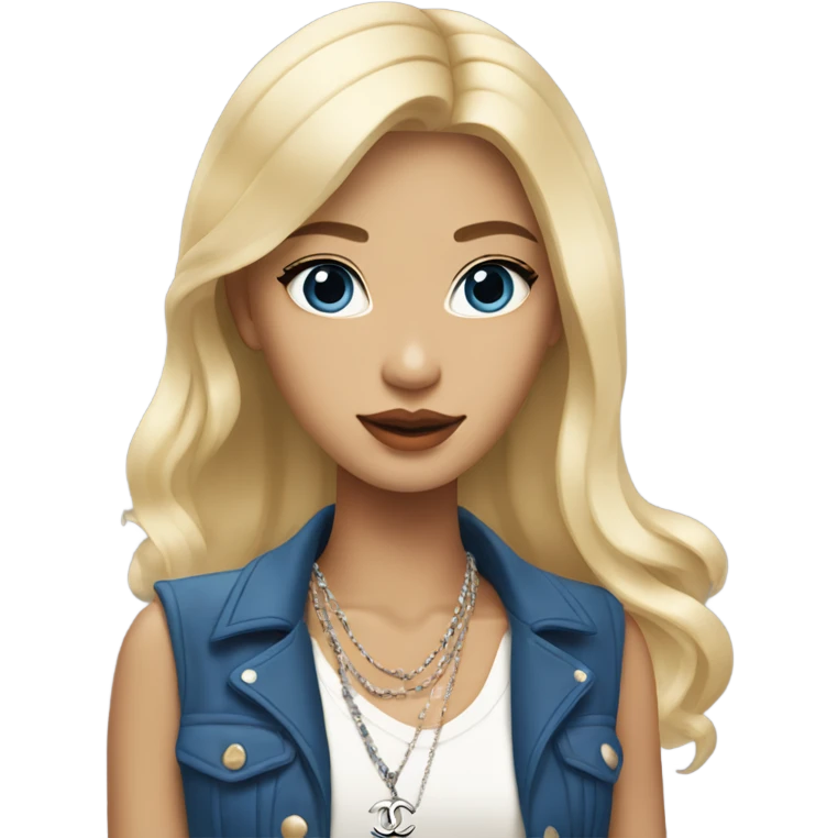 Blonde Chanel blue eyes Asian Girl with Birkin bag and Chanel necklace emoji