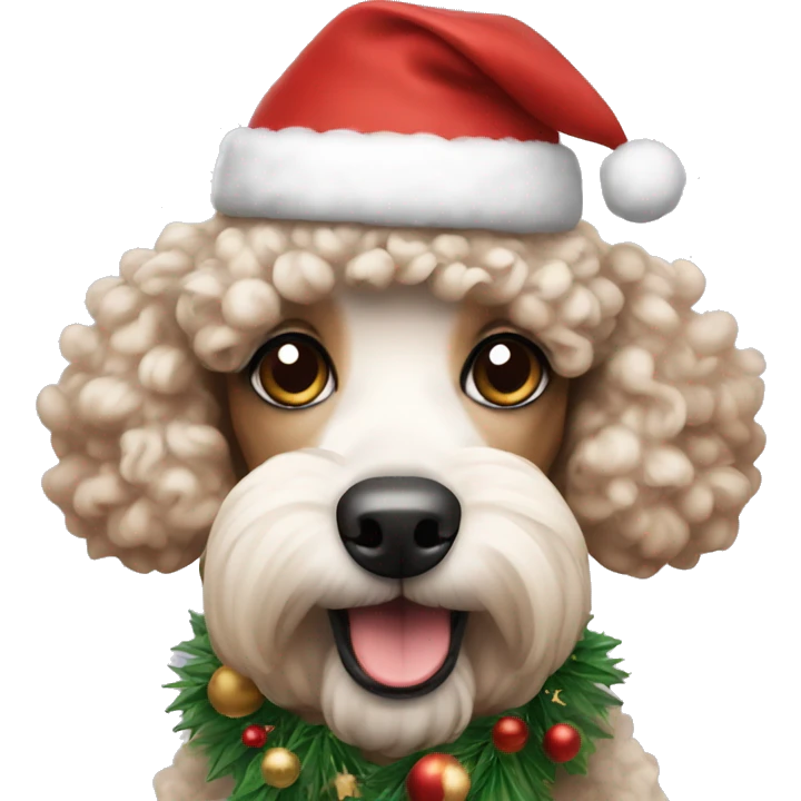 Poodle dog wearing Christmas hat  emoji