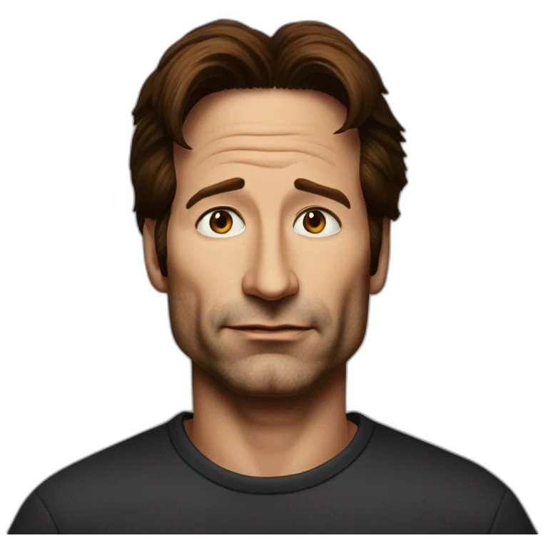 david duchovny with cross-eyed hyperrealistic emoji