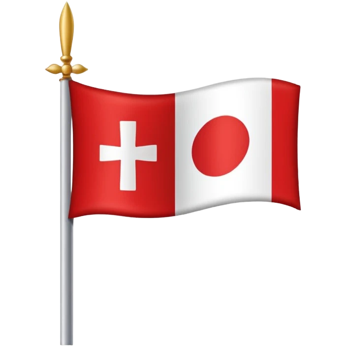 Créame un emoji de una bandera roja con un círculo blanco a un costado y una cruz dentro del circulo boanco emoji