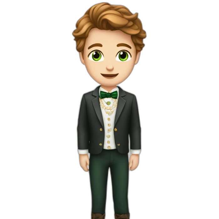Posh-boy-with-pearl-necklace-and-green-eyes-and-brown-hair emoji