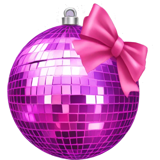 Disco ball with pink  bow on top emoji