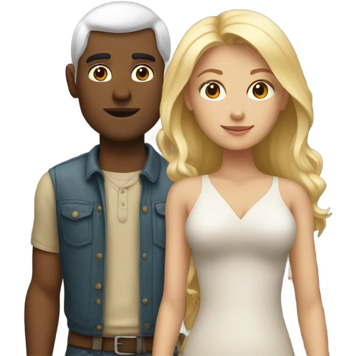 Blonde woman with Indian man  emoji