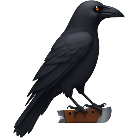 Crow holding knife emoji