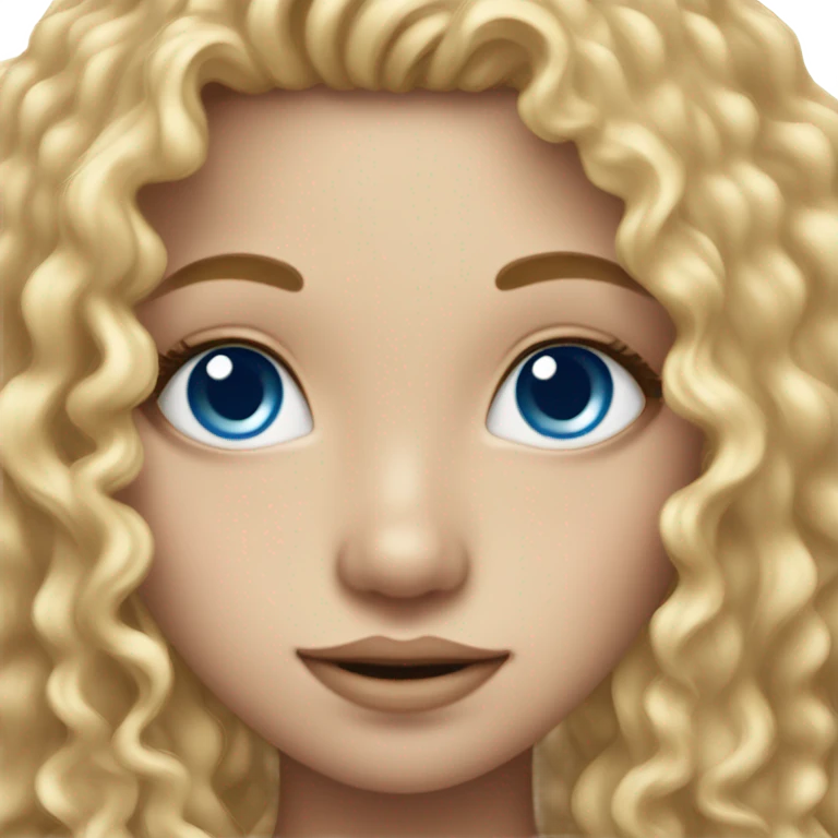 beautiful girl with long curly blonde hair and blue eyes freckle emoji