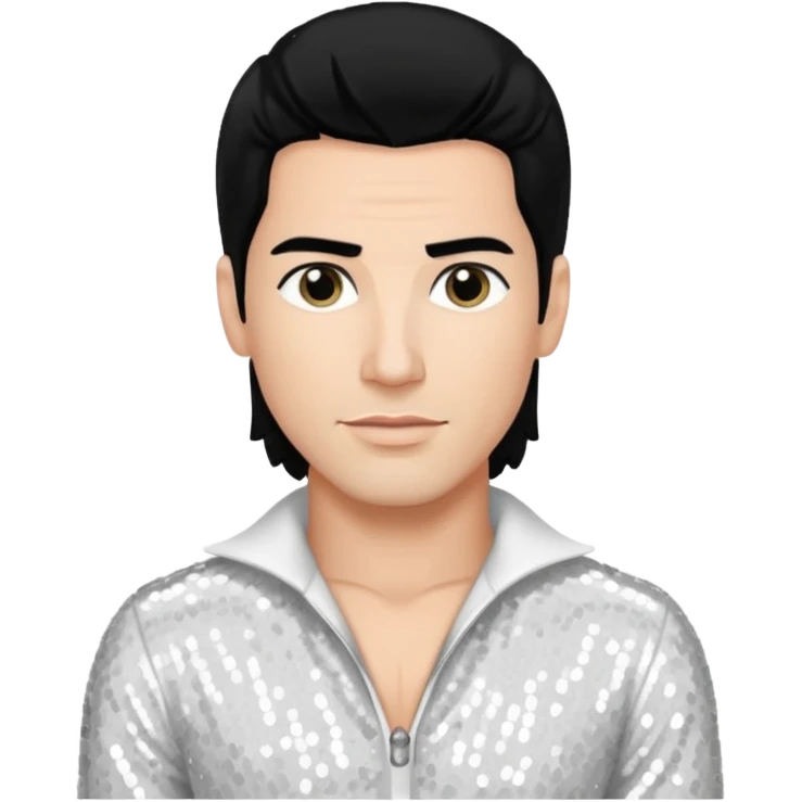 Danny Wood from NKOTB with black hair, white sequin outfit emoji