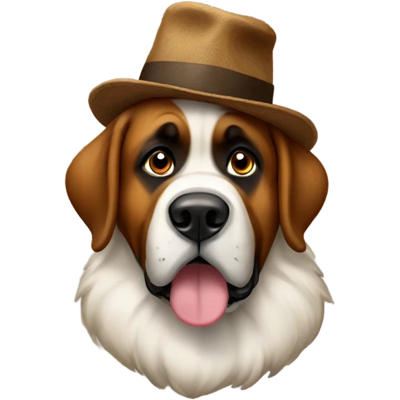 A St. Bernard dog ￼ wearing a hat, but the hat is poop. ￼ emoji